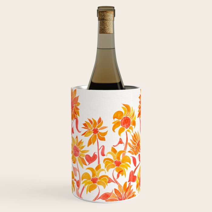 Sunflower Watercolor - Fiery Palette Wine Chiller Gallery Image 1
