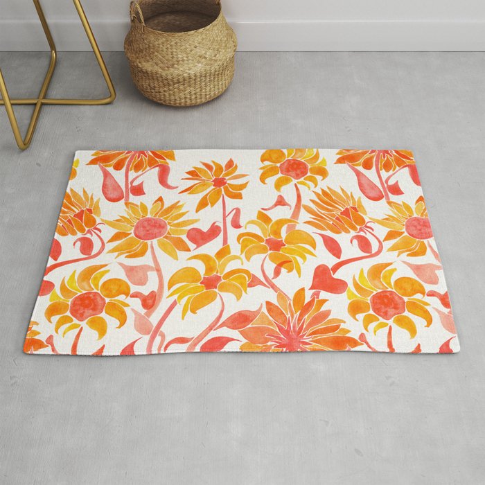 Sunflower Watercolor - Fiery Palette Rug Gallery Image 1
