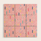 Collection of Retro Tennis Racquets on Pink Wood Wall Art Gallery Image 1