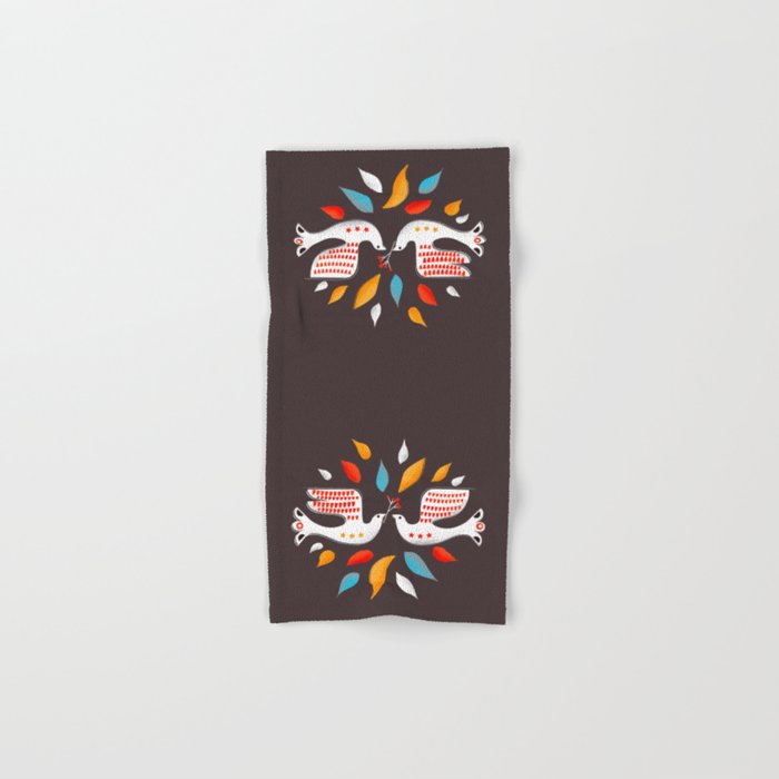 Retro christmas birds illustration Towels Gallery Image 1