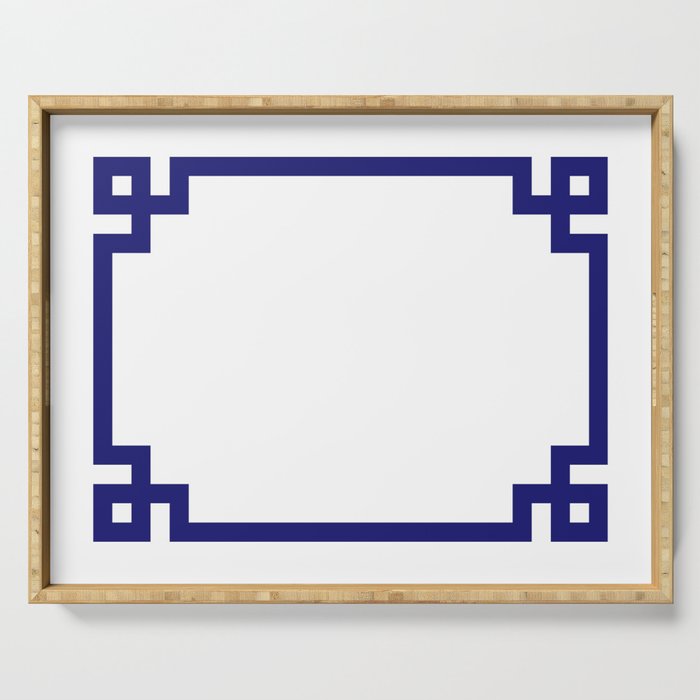 Midnight Blue Greek Key Border Serving Tray Gallery Image 1