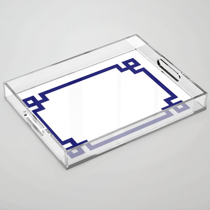 Midnight Blue Greek Key Border Acrylic Tray Gallery Image 1