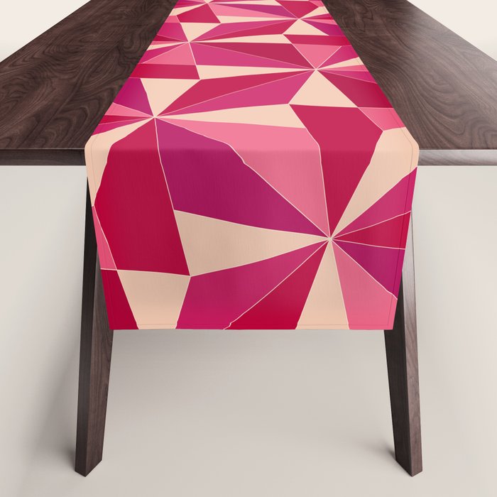 Kaleidoscope Tile Pattern VIII Vibrant Pink and Red Table Runner Gallery Image 1