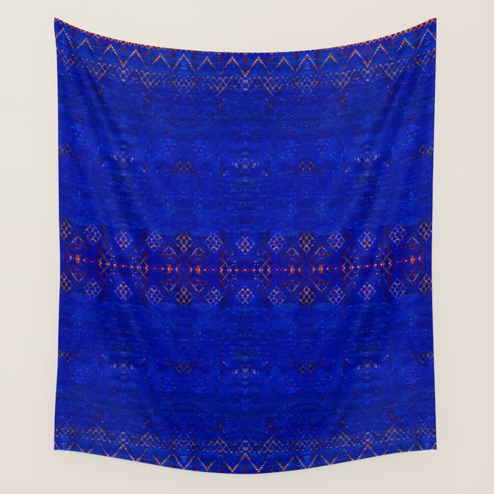 -A5- Royal Calm Blue Bohemian Moroccan Artwork. Wall Tapestry Gallery Image 4