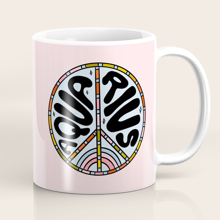 Aquarius Peace Sign Coffee Mug Gallery Image 1