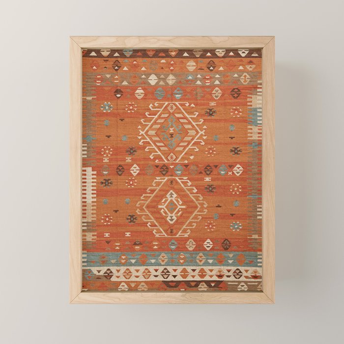 Heritage Traditional Moroccann Rug Design Mini Art Print Gallery Image 1