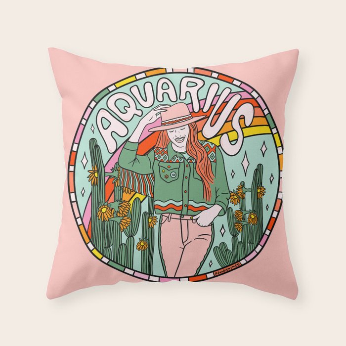 Aquarius Cowgirl Throw Pillow Gallery Image 1
