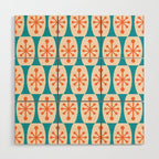 Mid Century Modern Atomic Fusion Pattern 211 Googie Orange and Turquoise Wood Wall Art Gallery Image 1