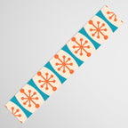 Mid Century Modern Atomic Fusion Pattern 211 Googie Orange and Turquoise Table Runner Gallery Image 3