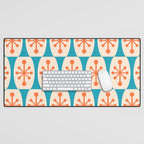 Mid Century Modern Atomic Fusion Pattern 211 Googie Orange and Turquoise Desk Mat Gallery Image 1