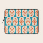 Mid Century Modern Atomic Fusion Pattern 211 Googie Orange and Turquoise Laptop Sleeve Gallery Image 1