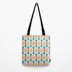 Mid Century Modern Atomic Fusion Pattern 211 Googie Orange and Turquoise Tote Bag Gallery Image 2