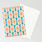 Mid Century Modern Atomic Fusion Pattern 211 Googie Orange and Turquoise Stationery Card Gallery Image 2