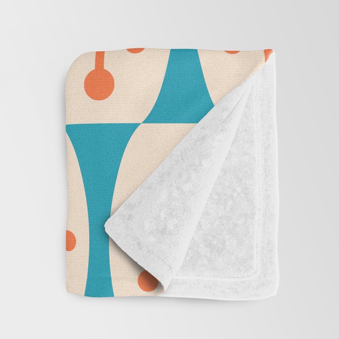 Mid Century Modern Atomic Fusion Pattern 211 Googie Orange and Turquoise Throw Blanket Gallery Image 3