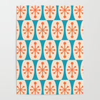 Mid Century Modern Atomic Fusion Pattern 211 Googie Orange and Turquoise Poster Gallery Image 4