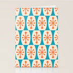 Mid Century Modern Atomic Fusion Pattern 211 Googie Orange and Turquoise Stationery Card Gallery Image 2