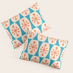Mid Century Modern Atomic Fusion Pattern 211 Googie Orange and Turquoise Pillow Sham Gallery Image 3