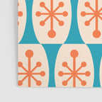 Mid Century Modern Atomic Fusion Pattern 211 Googie Orange and Turquoise Poster Gallery Image 3