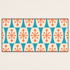 Mid Century Modern Atomic Fusion Pattern 211 Googie Orange and Turquoise Desk Mat Gallery Image 3