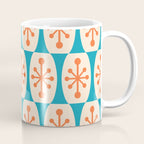 Mid Century Modern Atomic Fusion Pattern 211 Googie Orange and Turquoise Coffee Mug Gallery Image 1
