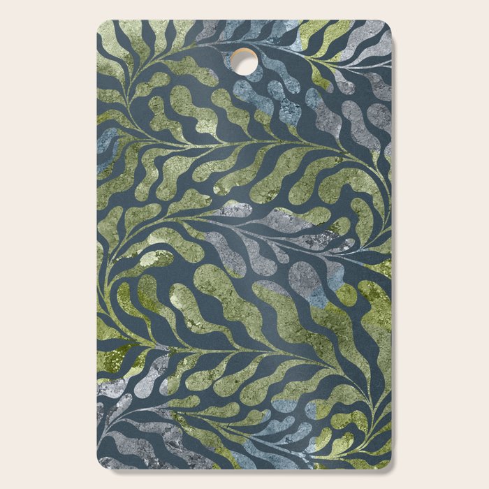 Endless Dark Leaf Illustration 1.2 Celestial Blue-Green Cutting Board Gallery Image 1