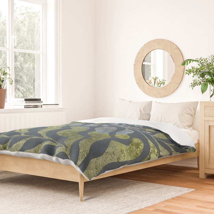 Endless Dark Leaf Illustration 1.2 Celestial Blue-Green Duvet Cover Gallery Image 2