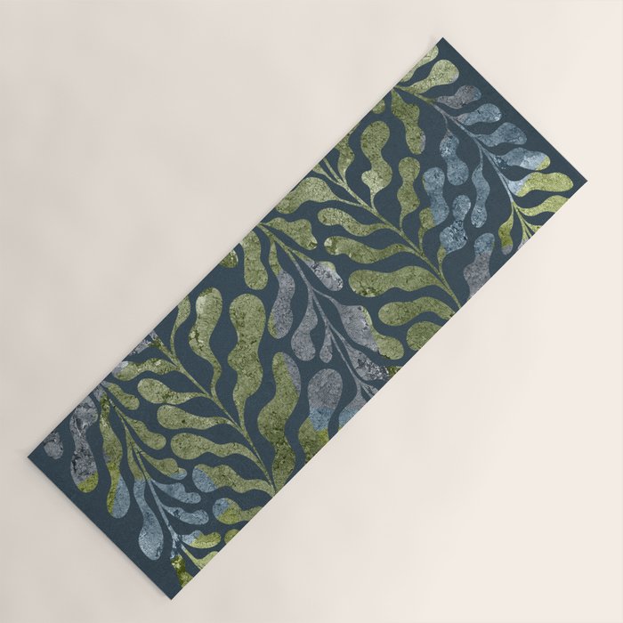 Endless Dark Leaf Illustration 1.2 Celestial Blue-Green Yoga Mat Gallery Image 1