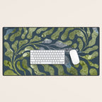 Endless Dark Leaf Illustration 1.2 Celestial Blue-Green Desk Mat Gallery Image 1