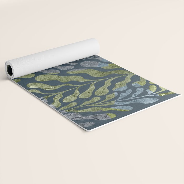 Endless Dark Leaf Illustration 1.2 Celestial Blue-Green Yoga Mat Gallery Image 2