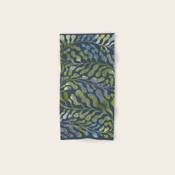Endless Dark Leaf Illustration 1.2 Celestial Blue-Green Bath Towel Gallery Image 1