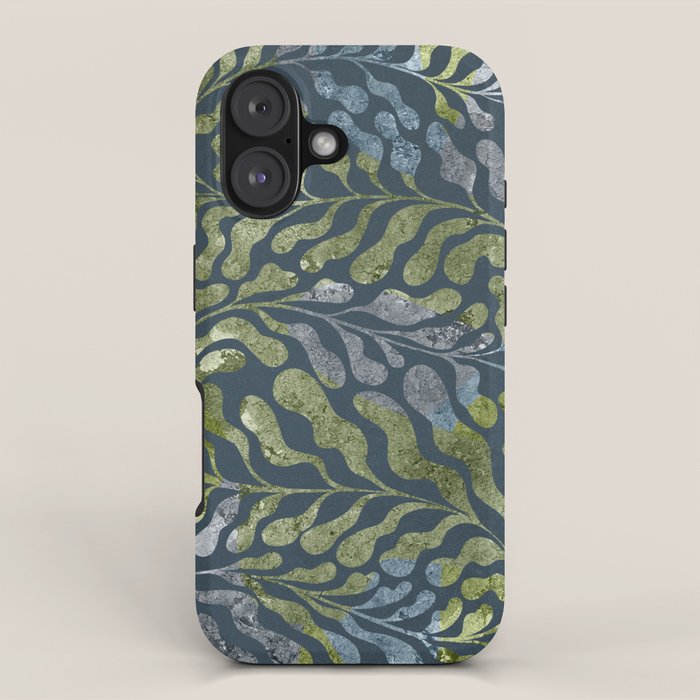 Endless Dark Leaf Illustration 1.2 Celestial Blue-Green iPhone Case Gallery Image 1