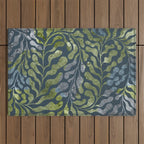 Endless Dark Leaf Illustration 1.2 Celestial Blue-Green Outdoor Rug Gallery Image 1