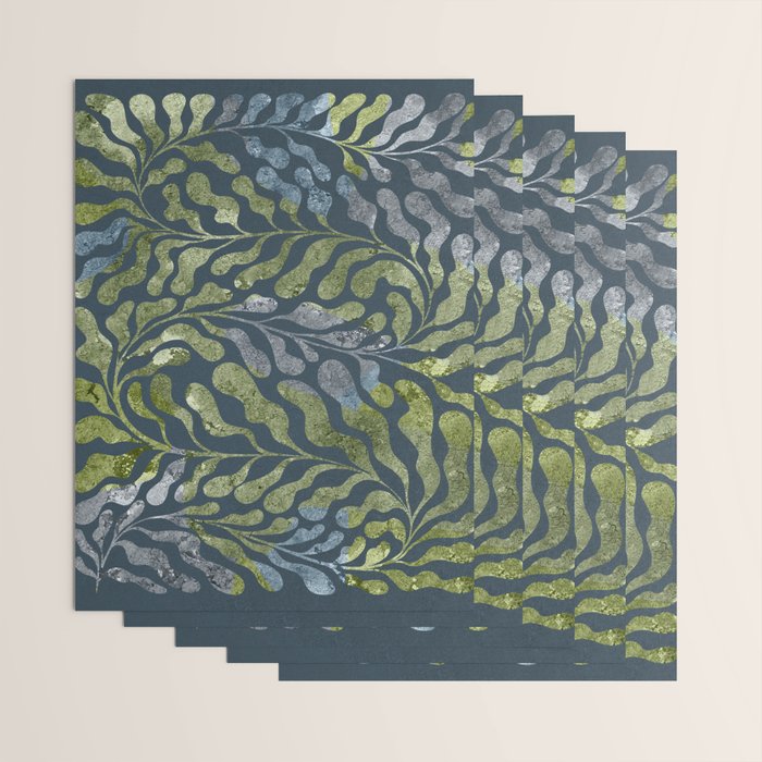 Endless Dark Leaf Illustration 1.2 Celestial Blue-Green Wrapping Paper Gallery Image 3