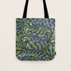 Endless Dark Leaf Illustration 1.2 Celestial Blue-Green Tote Bag Gallery Image 1