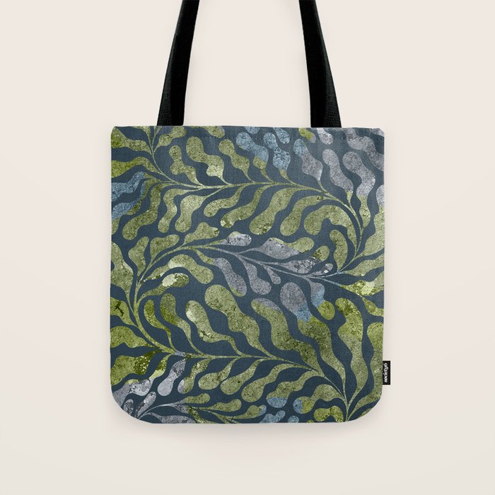 Endless Dark Leaf Illustration 1.2 Celestial Blue-Green Tote Bag Gallery Image 1