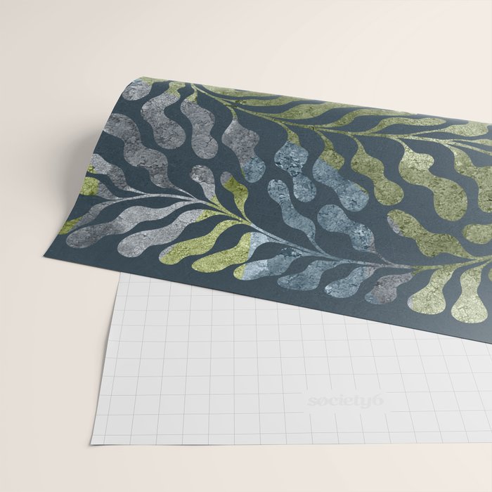 Endless Dark Leaf Illustration 1.2 Celestial Blue-Green Wrapping Paper Gallery Image 2