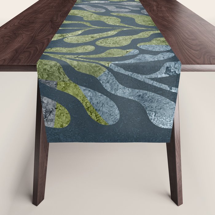 Endless Dark Leaf Illustration 1.2 Celestial Blue-Green Table Runner Gallery Image 1