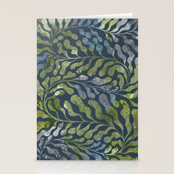 Endless Dark Leaf Illustration 1.2 Celestial Blue-Green Stationery Card Gallery Image 2