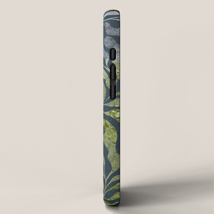 Endless Dark Leaf Illustration 1.2 Celestial Blue-Green iPhone Case Gallery Image 2