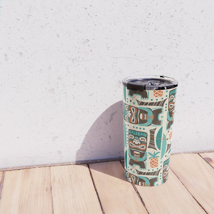Tiki Hut Cream Aqua Travel Mug Gallery Image 4