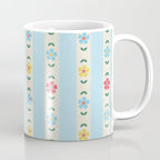 Granny Style Vintage Florals And Light Blue Stripes Coffee Mug Gallery Image 1