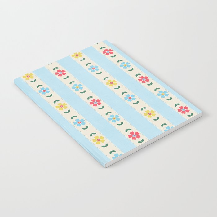 Granny Style Vintage Florals And Light Blue Stripes Notebook Gallery Image 1