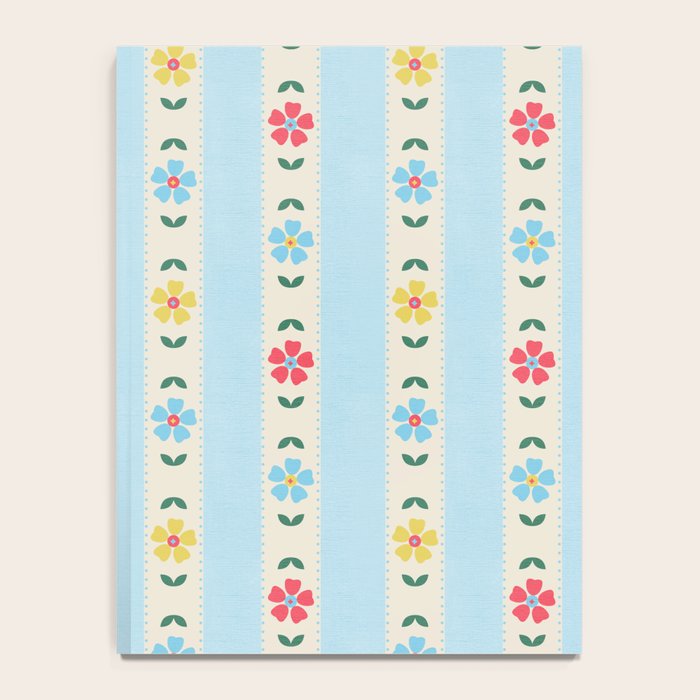 Granny Style Vintage Florals And Light Blue Stripes Notebook Gallery Image 4