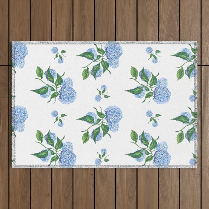 Hydrangeas blue and white - Jumbo Outdoor Rug Gallery Image 1