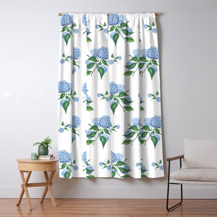 Hydrangeas blue and white - Jumbo Window Curtain Gallery Image 5