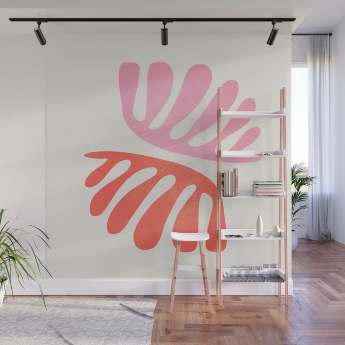 Peach & Orange: Wild Leaf | Matisse Foliage Paper Cutouts 03 Wall Mural Gallery Image 1