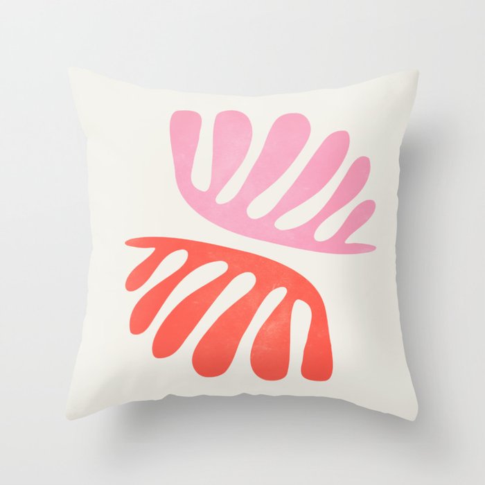 Peach & Orange: Wild Leaf | Matisse Foliage Paper Cutouts 03 Throw Pillow Gallery Image 1