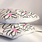 Joyful Flower Lines - b/w pink Pillow Sham Gallery Image 3
