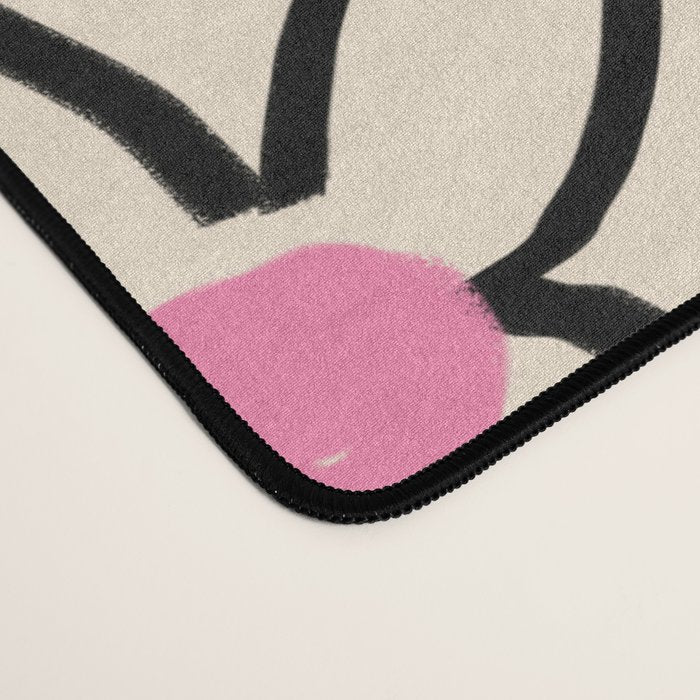 Joyful Flower Lines - b/w pink Desk Mat Gallery Image 4