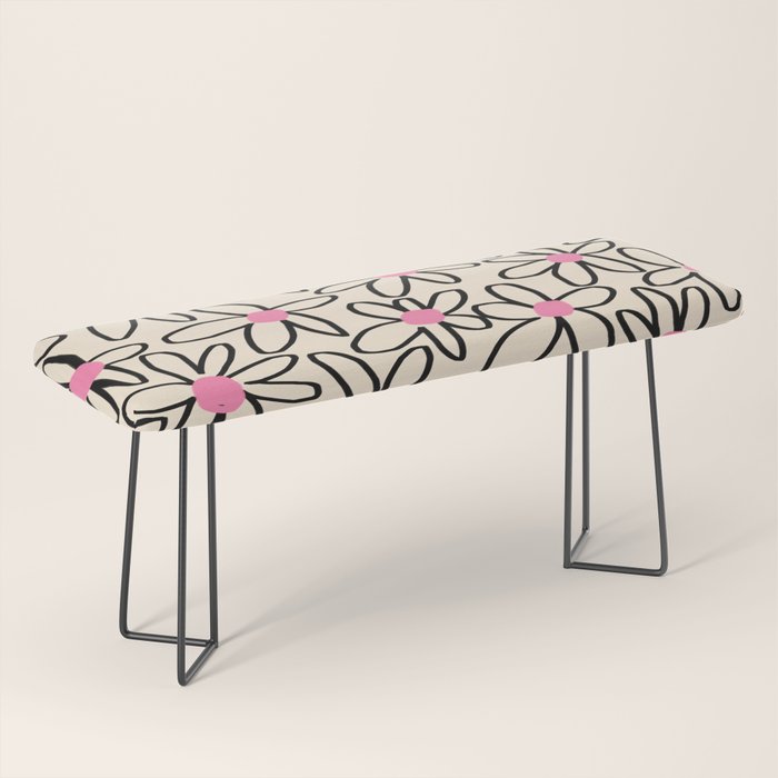 Joyful Flower Lines - b/w pink Bench Gallery Image 1